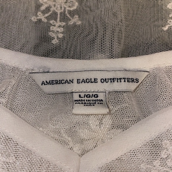 American Eagle Outfitters women’s large tank cami top White Embroidered sheer - Picture 4 of 5